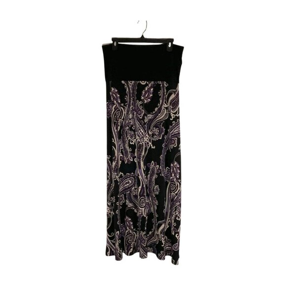 Chic Black and Purple Paisley Maxi Skirt - Picture 1 of 10